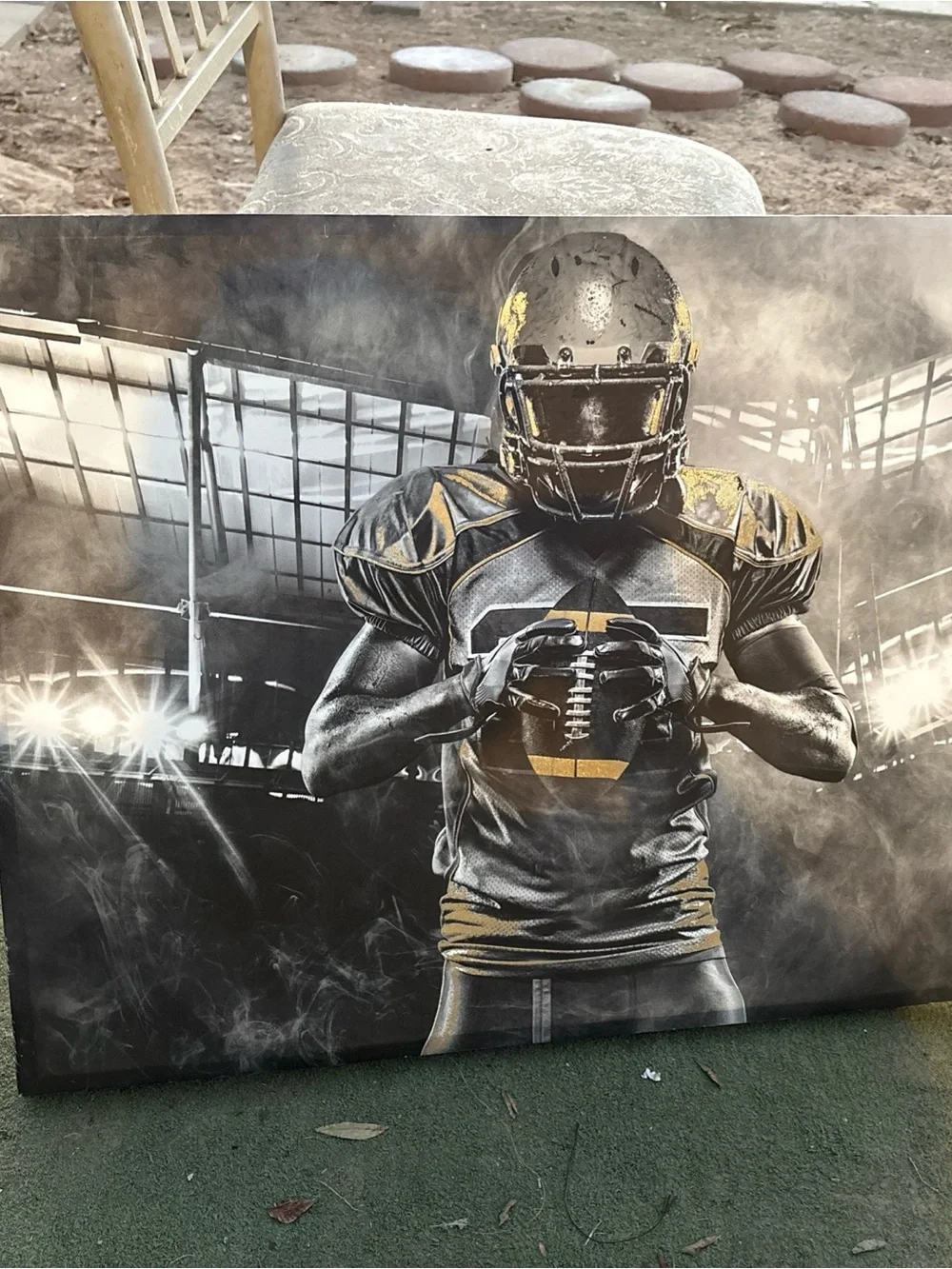 Yellow and Black Football Player Wall Art